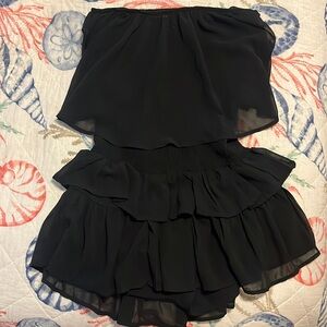 Black flow romper- open back